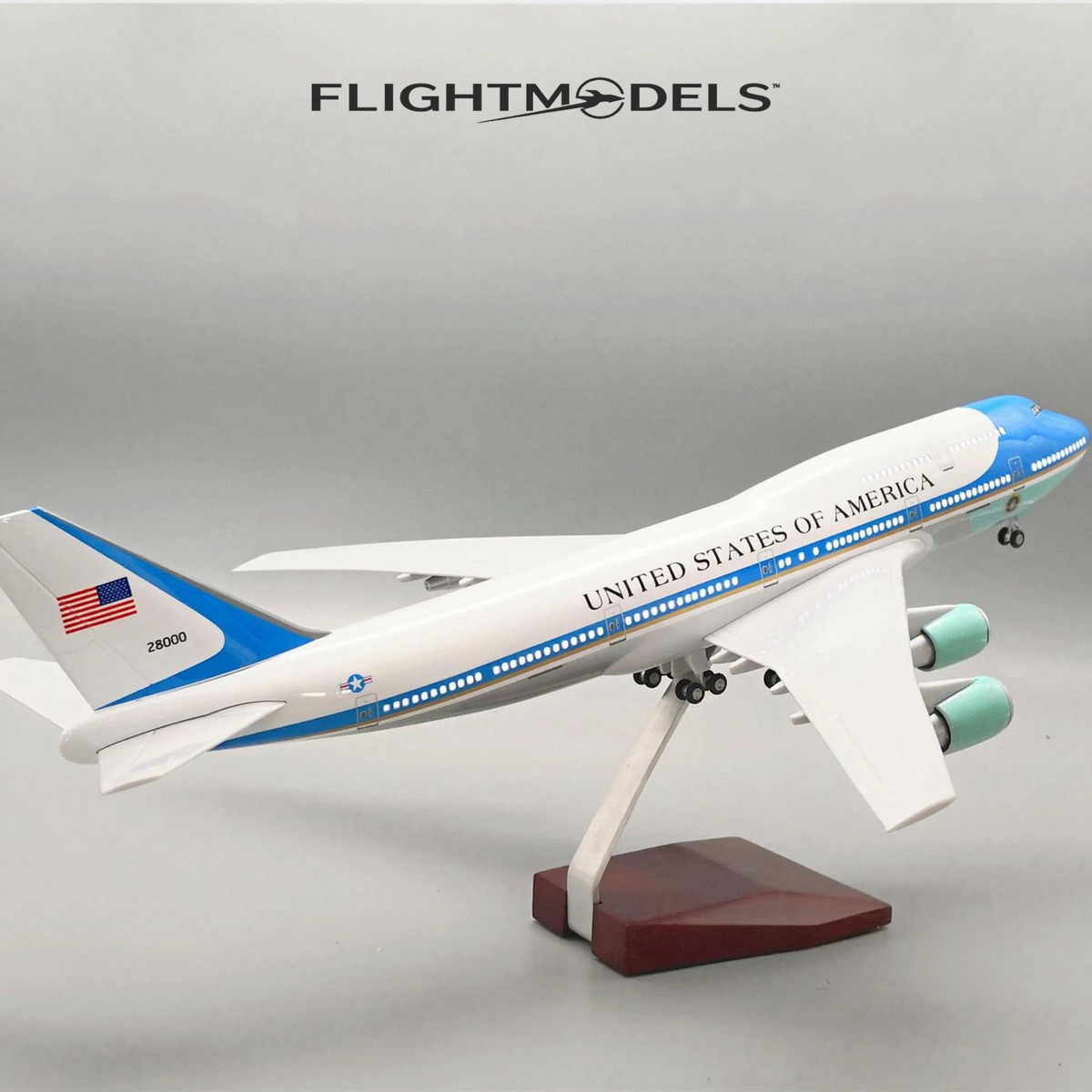 Boeing 747 diecast model plane collector display side angle