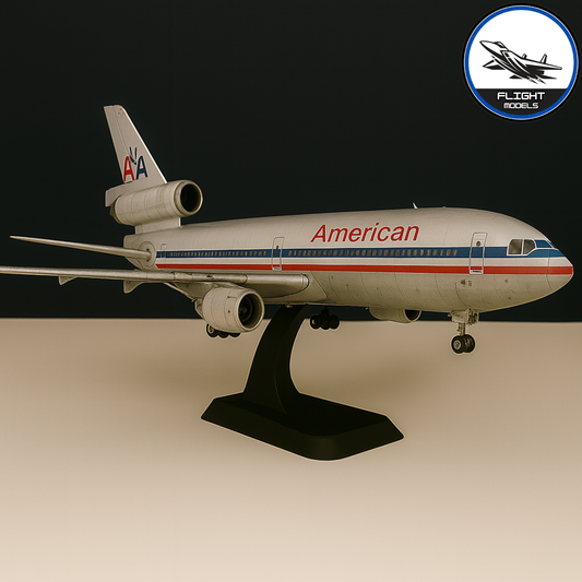 American Airlines MD-11 diecast aircraft model on stand
